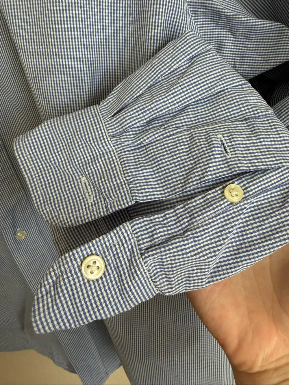 Ralph Lauren Custom Fit Blue Gingham Check Long Sleeve Button Down Shirt Men XXL - Picture 7 of 10